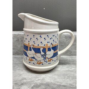 Vintage Country Goose or Geese Decorative Ceramic Pitcher Country Cottagecore